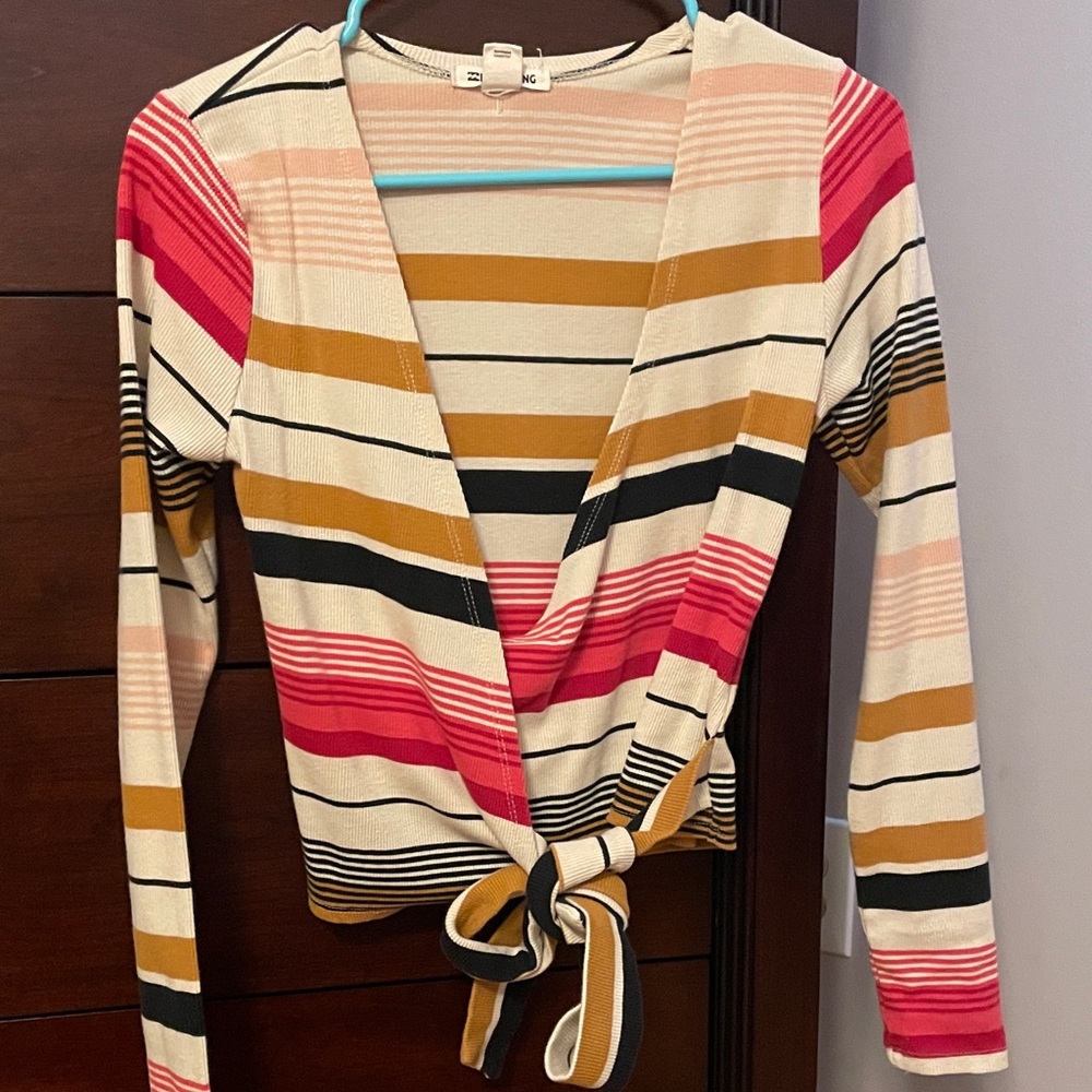 Billabong Cream and White Striped Shirt